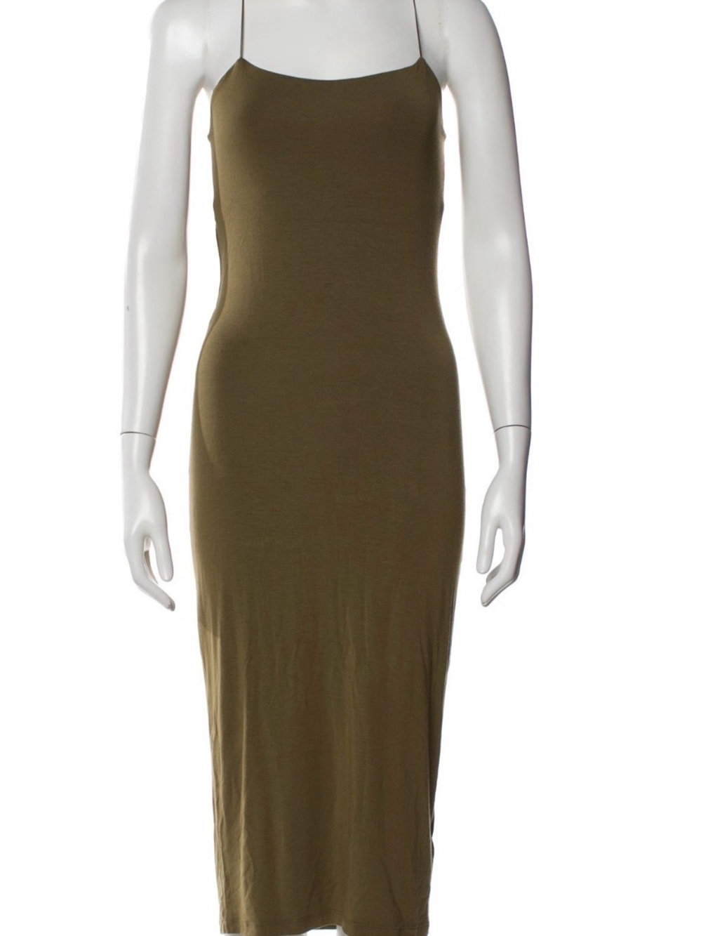T by Alexander Wang Olive Green Slim Slip Midi Dress - Women's